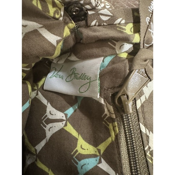 Vera Bradley Alice Sitting In A Tree Bag Blue Birds Green Brown Kiss Lock Purse - Picture 8 of 14
